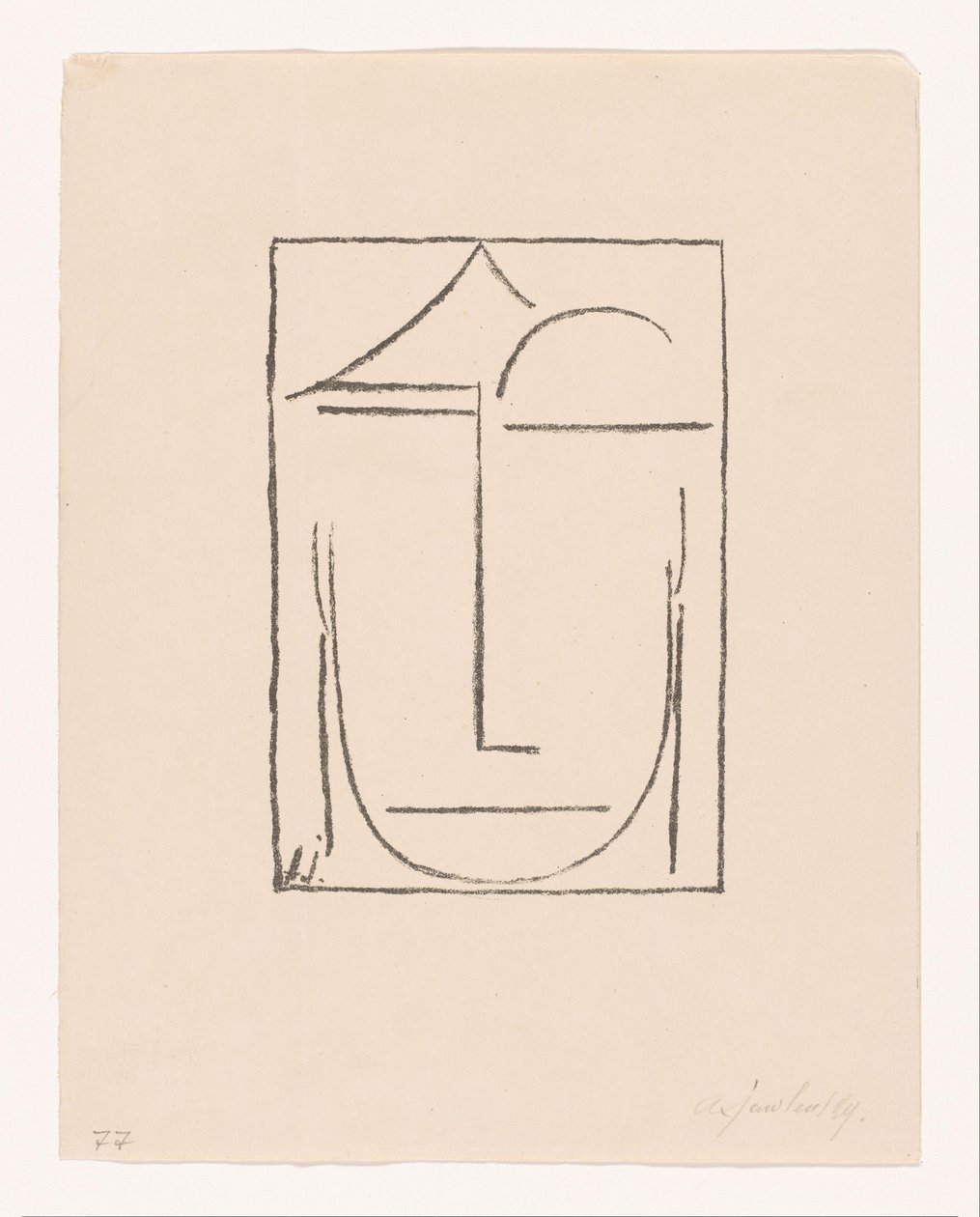 Cím nélkül (Fej) (Head) stilizált arc Kopf I (eredeti cím) alkotó: Alexei Jawlensky (signed by artist)
