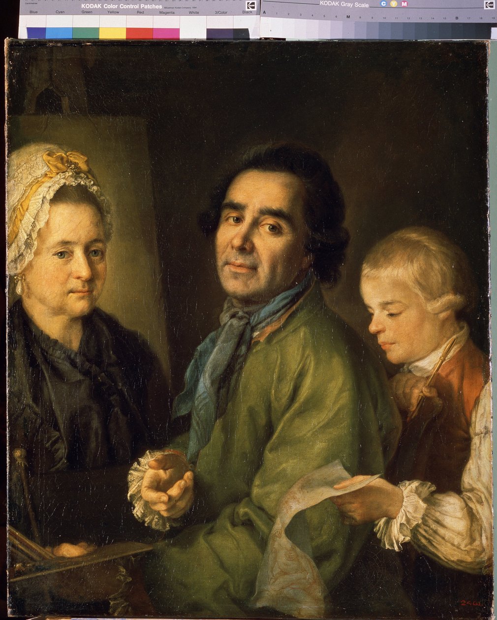 Alekszej P.Antropov (1716-1795) művész portréja fiával (Alexei P.Antropov művész portréja fiával). Petro Szemjonovics Drozdin (1745-1805) festménye, olaj, vászon alkotó: Alexei Petrovich Antropov