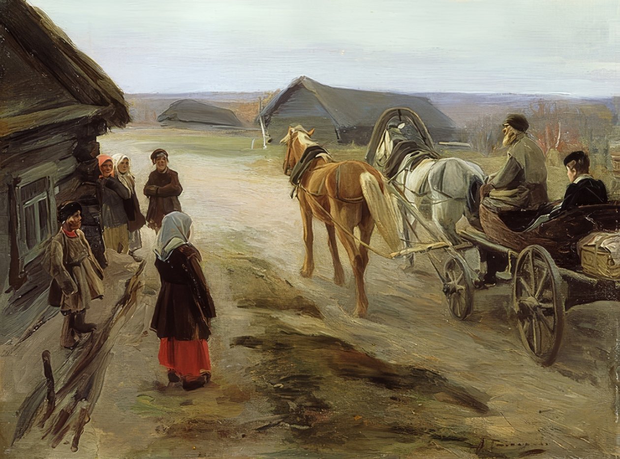 Tanítónő érkezése a faluba. 1908-14 alkotó: Alexei Steipanovitch Stepanov