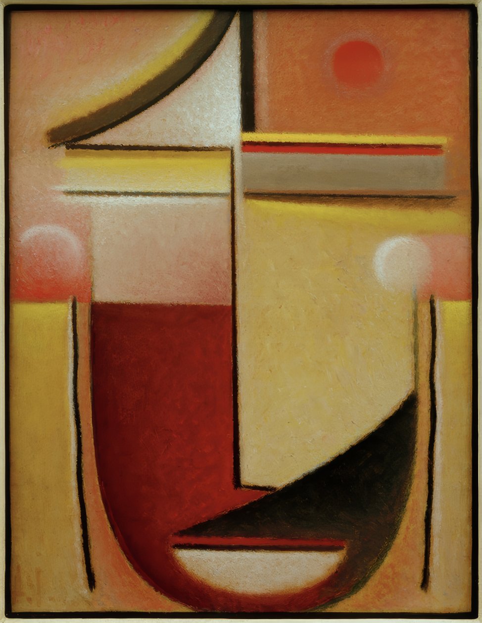 Absztrakt fej: vörös-fehér-arany alkotó: Alexej von Jawlensky