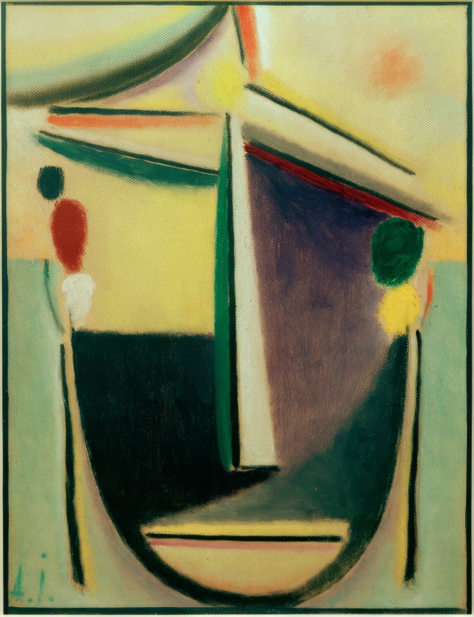 Absztrakt fej: Fekete-sárga-lila alkotó: Alexej von Jawlensky