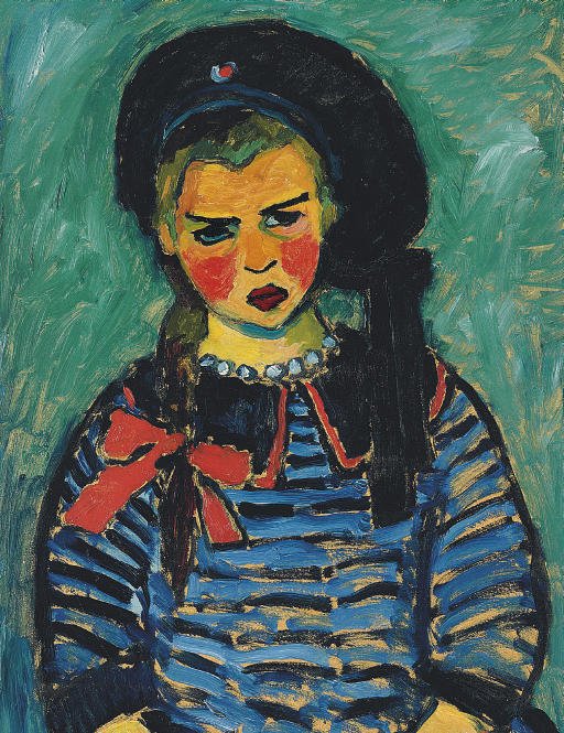Lány piros masnival alkotó: Alexej von Jawlensky