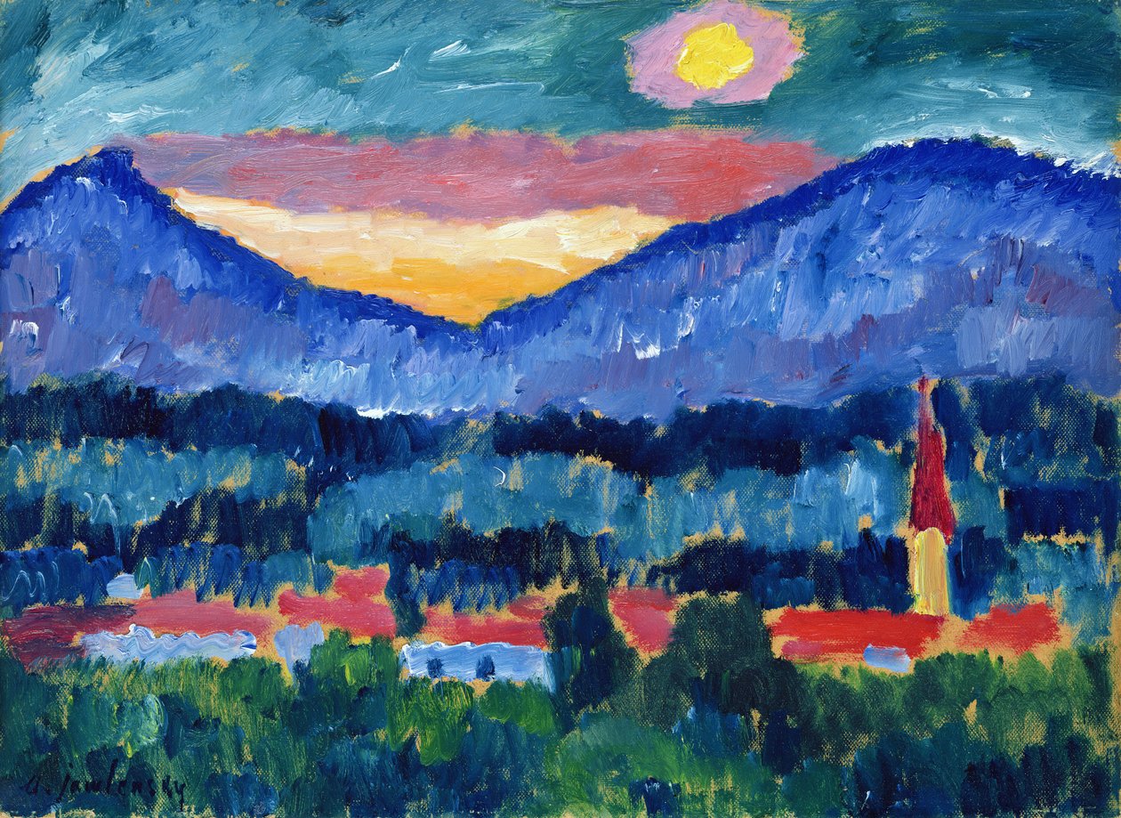 Mountain Village, 1910 (olaj, karton) alkotó: Alexej von Jawlensky