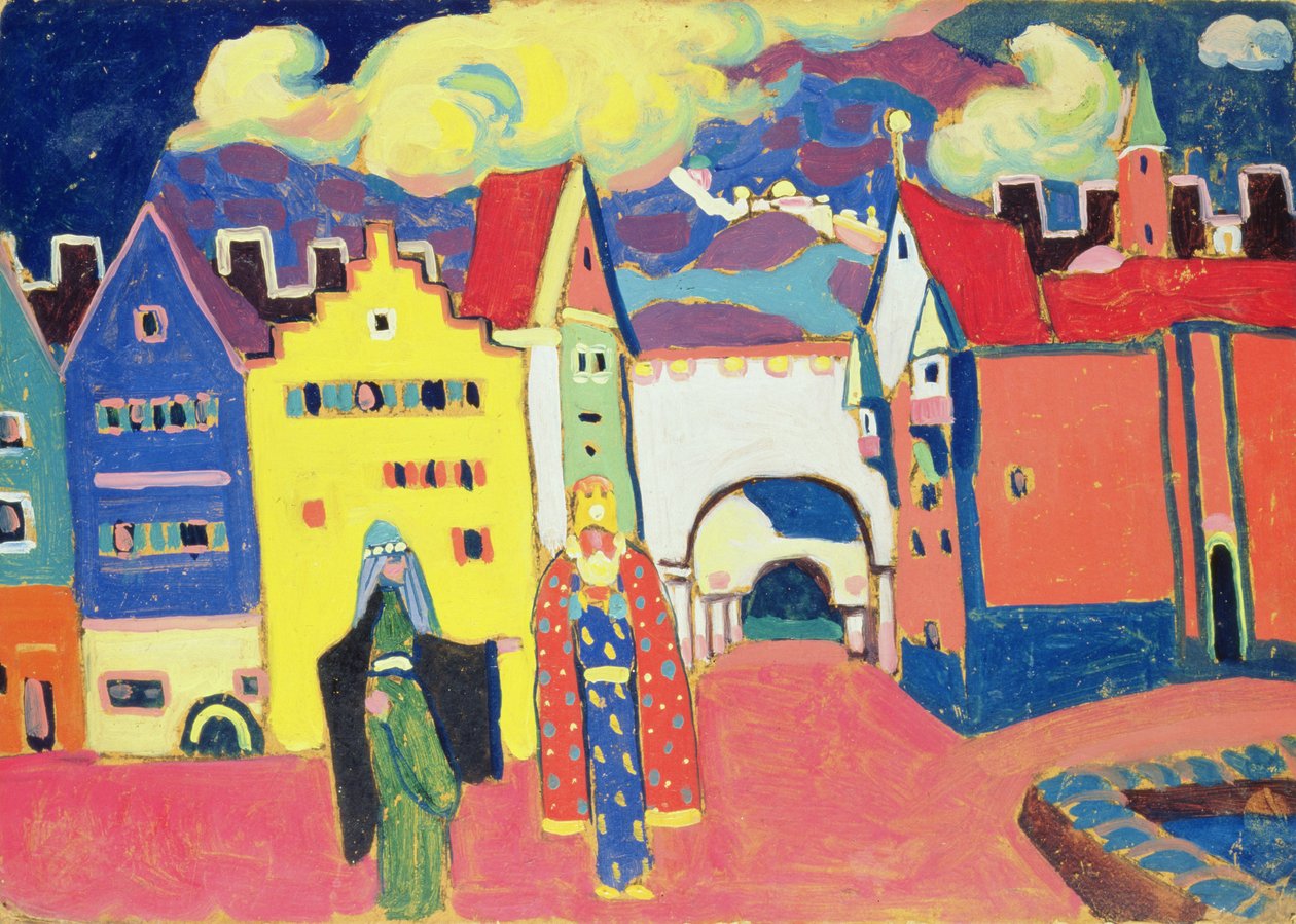 Keleti város, 1908 (olaj, karton) alkotó: Alexej von Jawlensky