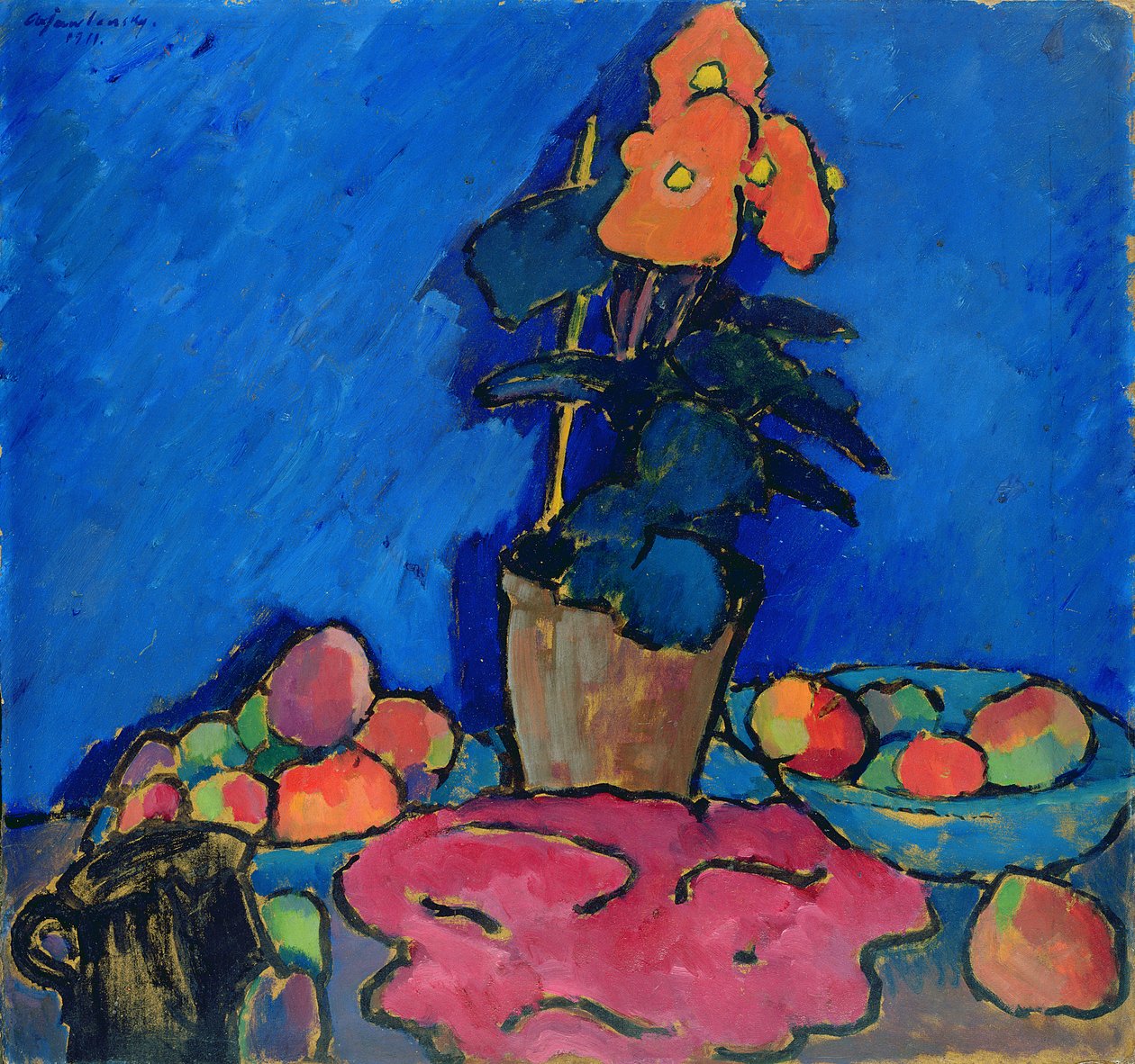 Csendélet Begóniával, 1911 (olaj, karton) alkotó: Alexej von Jawlensky