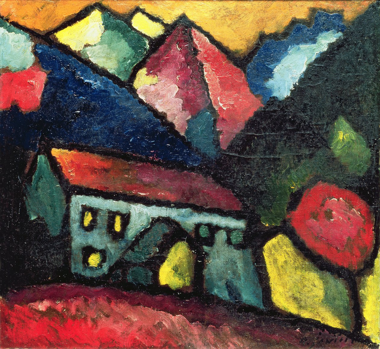 Ház a hegyekben, 1912 körül alkotó: Alexej von Jawlensky