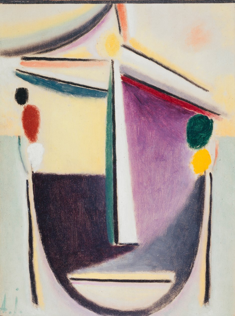 Absztrakt fej: fekete-sárga-lila, 1922 körül (olaj, karton) alkotó: Alexej von Jawlensky