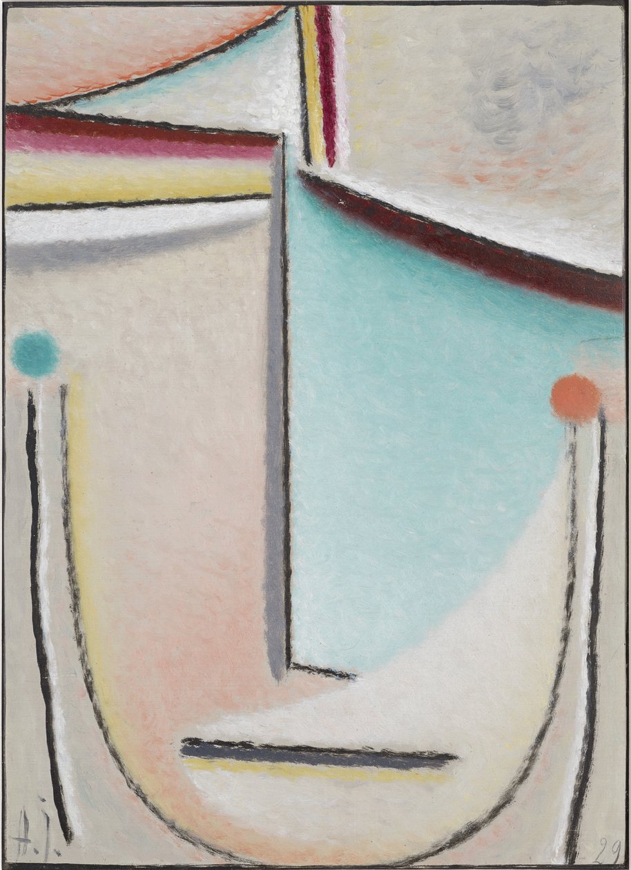 Absztrakt fej: rózsaszín-világoskék, 1929 (olaj, karton) alkotó: Alexej von Jawlensky
