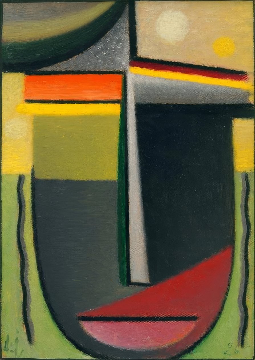 Absztrakt fej: belül zöld - arany alkotó: Alexej von Jawlensky
