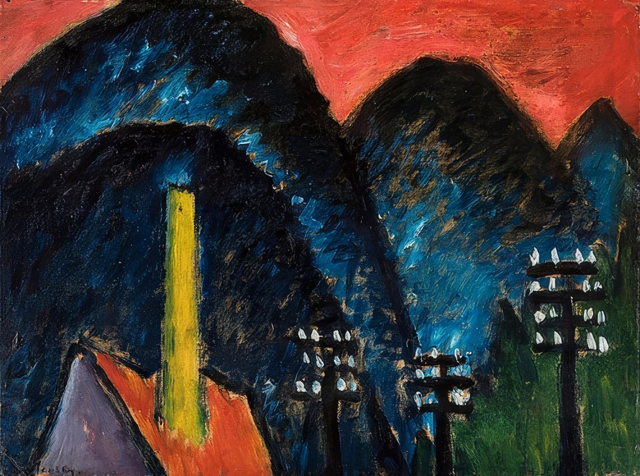 Kék hegyek (táj, sárga kémény). 1912 alkotó: Alexej von Jawlensky