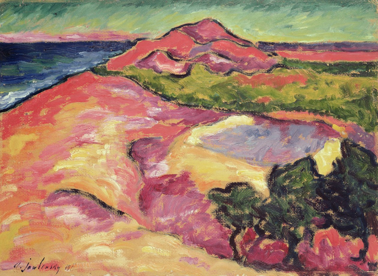 Tengerparti jelenet Red Hill-lel alkotó: Alexej von Jawlensky