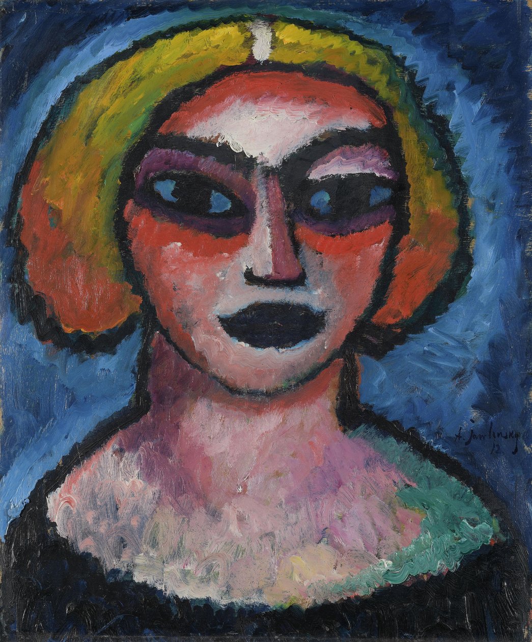 Női fej. Verso: férfi mellképe (1910-1912 körül) alkotó: Alexej von Jawlensky