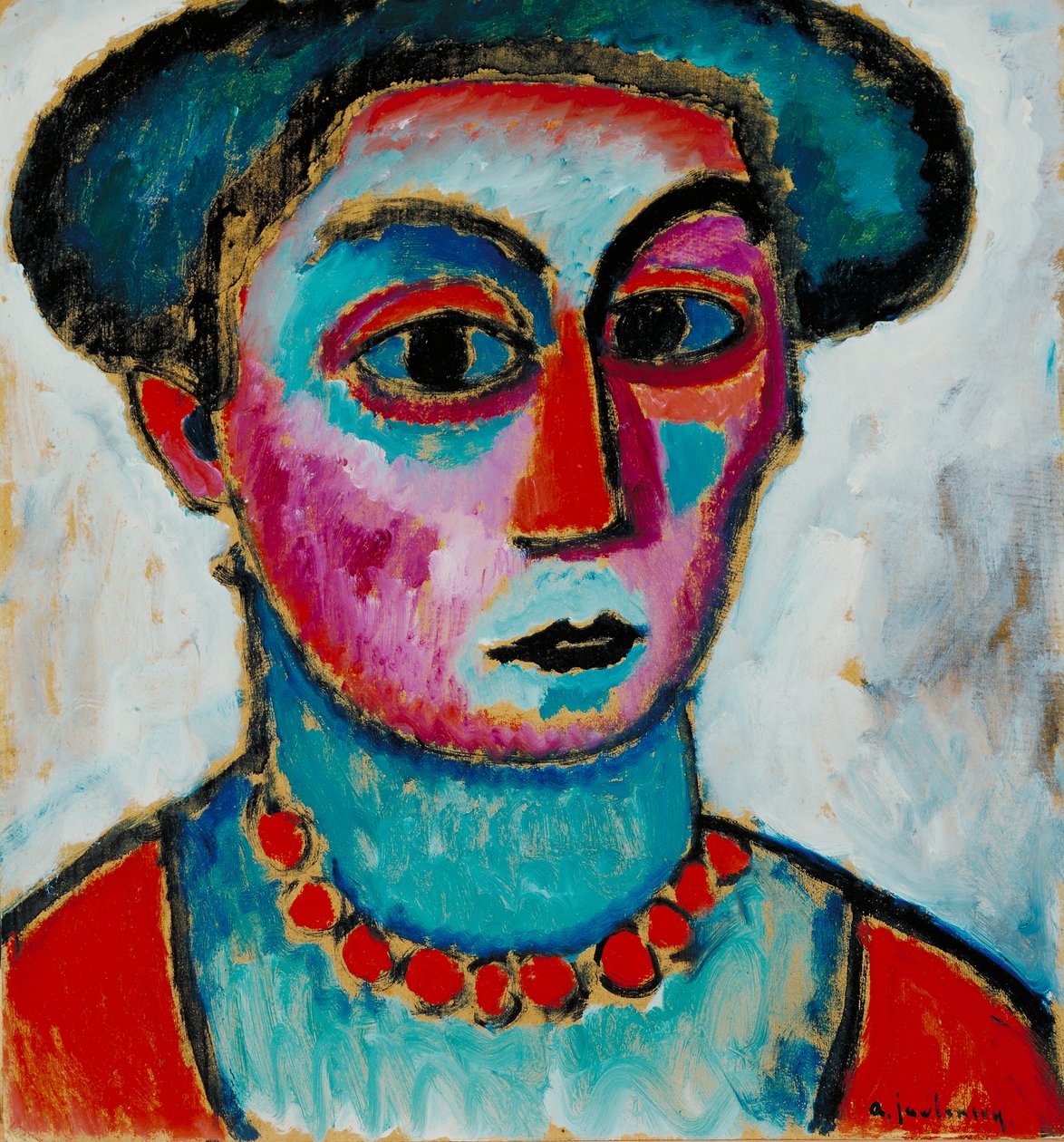 Egy nő feje, 1912 körül (olaj, kompozíciós tábla) alkotó: Alexej von Jawlensky