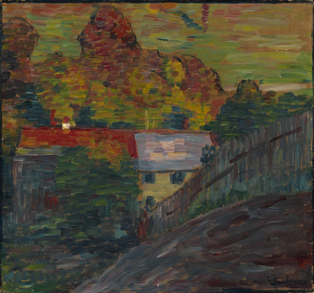 Vörös tetős táj, Wasserburg, c. 1906 alkotó: Alexej von Jawlensky