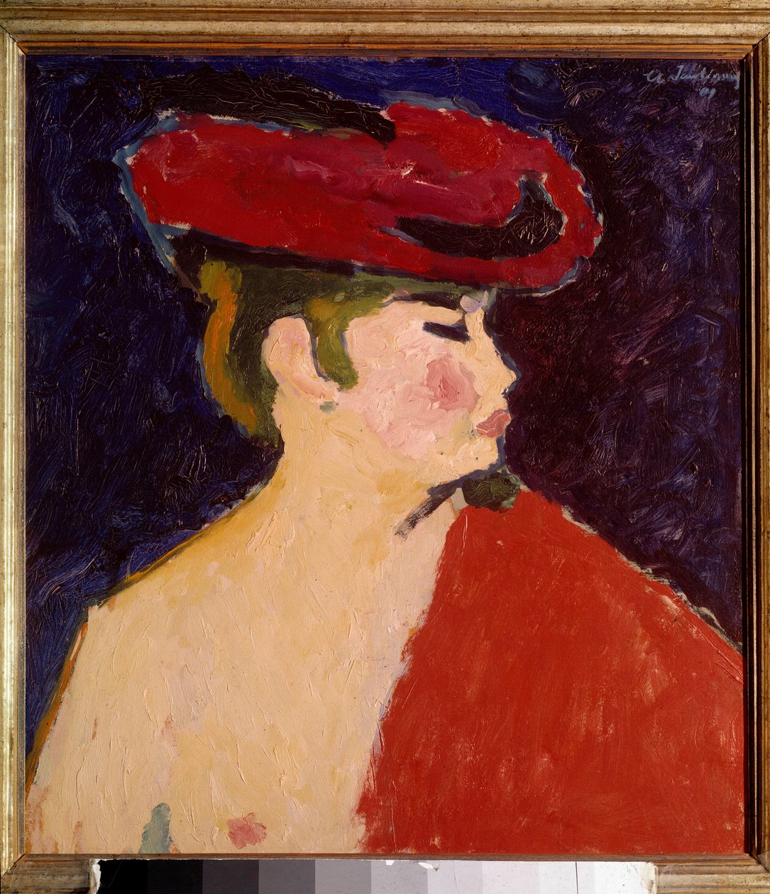 Le chale rouge Alexei von Javlensky festménye (Alexi von Jawlensky, Alexej von Javlenski) (1864-1941) 20. századi München. Stangl Galéria alkotó: Alexej von Jawlensky