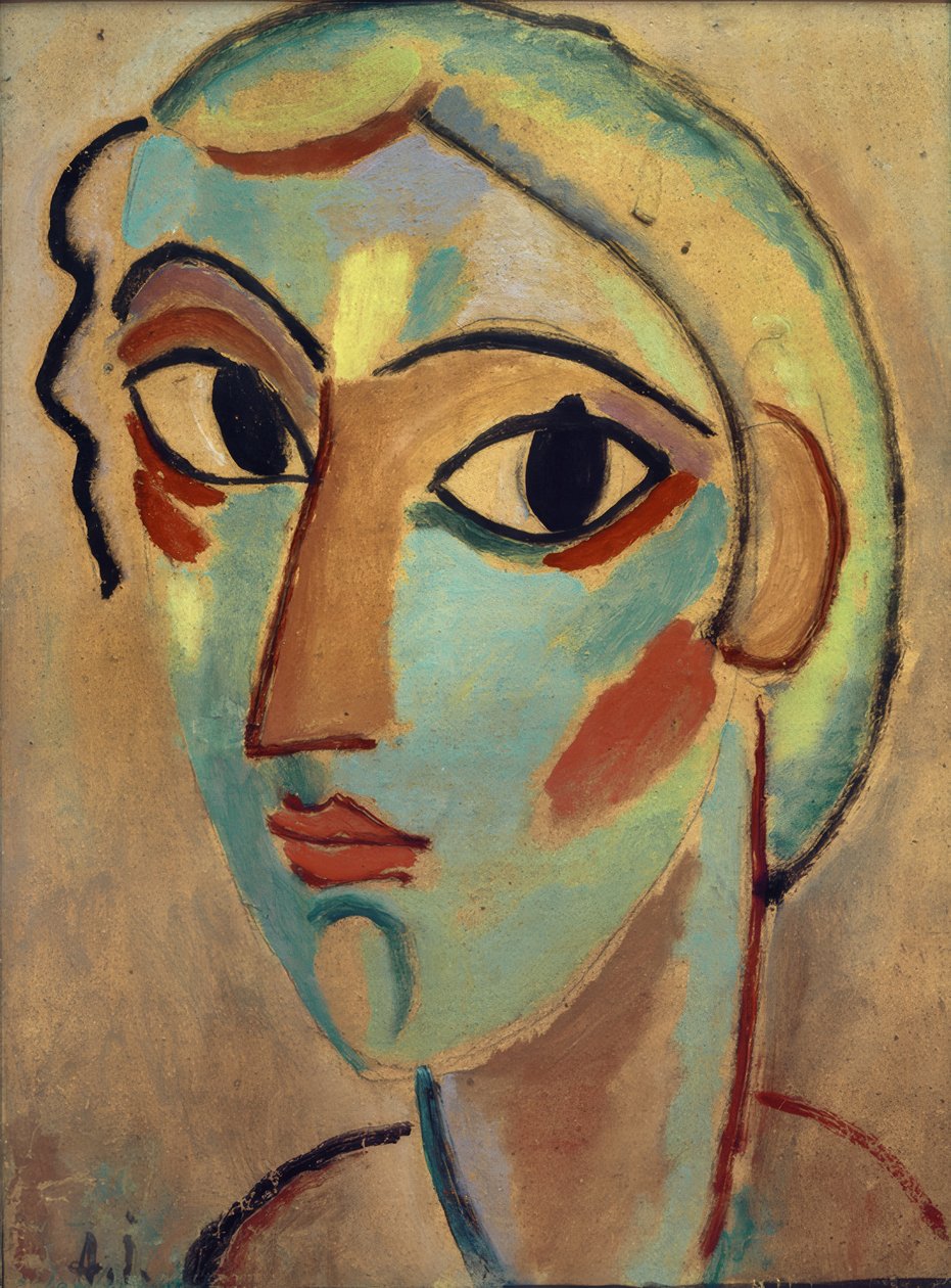 Misztikus fej: lányfej (egyik oldalon) alkotó: Alexej von Jawlensky