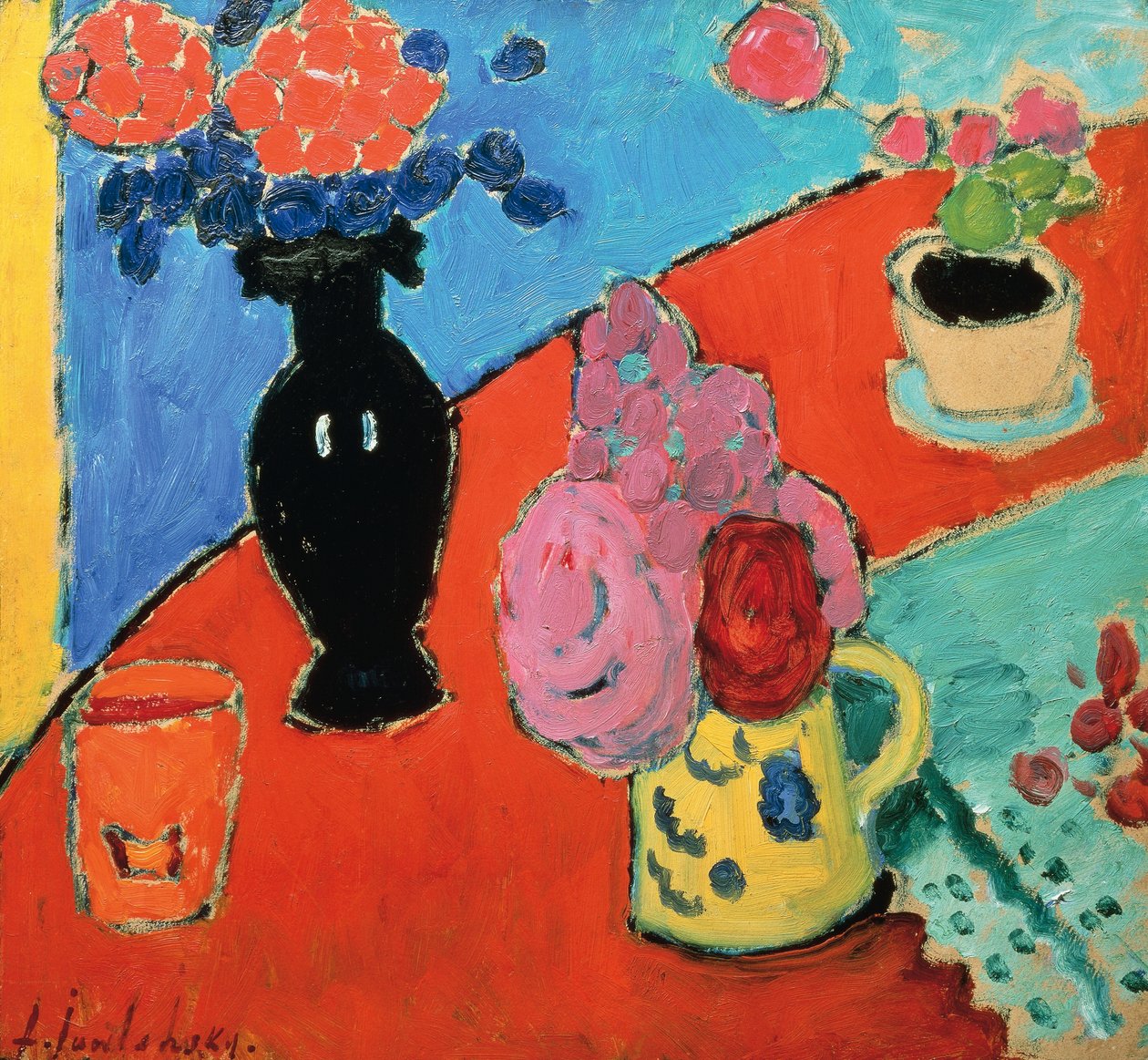 Alekszej Javlenszkij (1864-1941) csendélet vázával és kannával alkotó: Alexej von Jawlensky