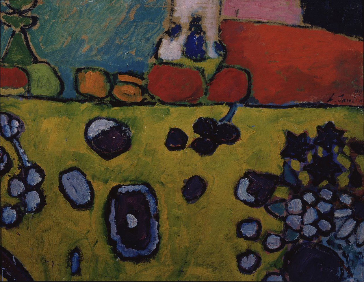 Csendélet színes terítővel, 1909 alkotó: Alexej von Jawlensky