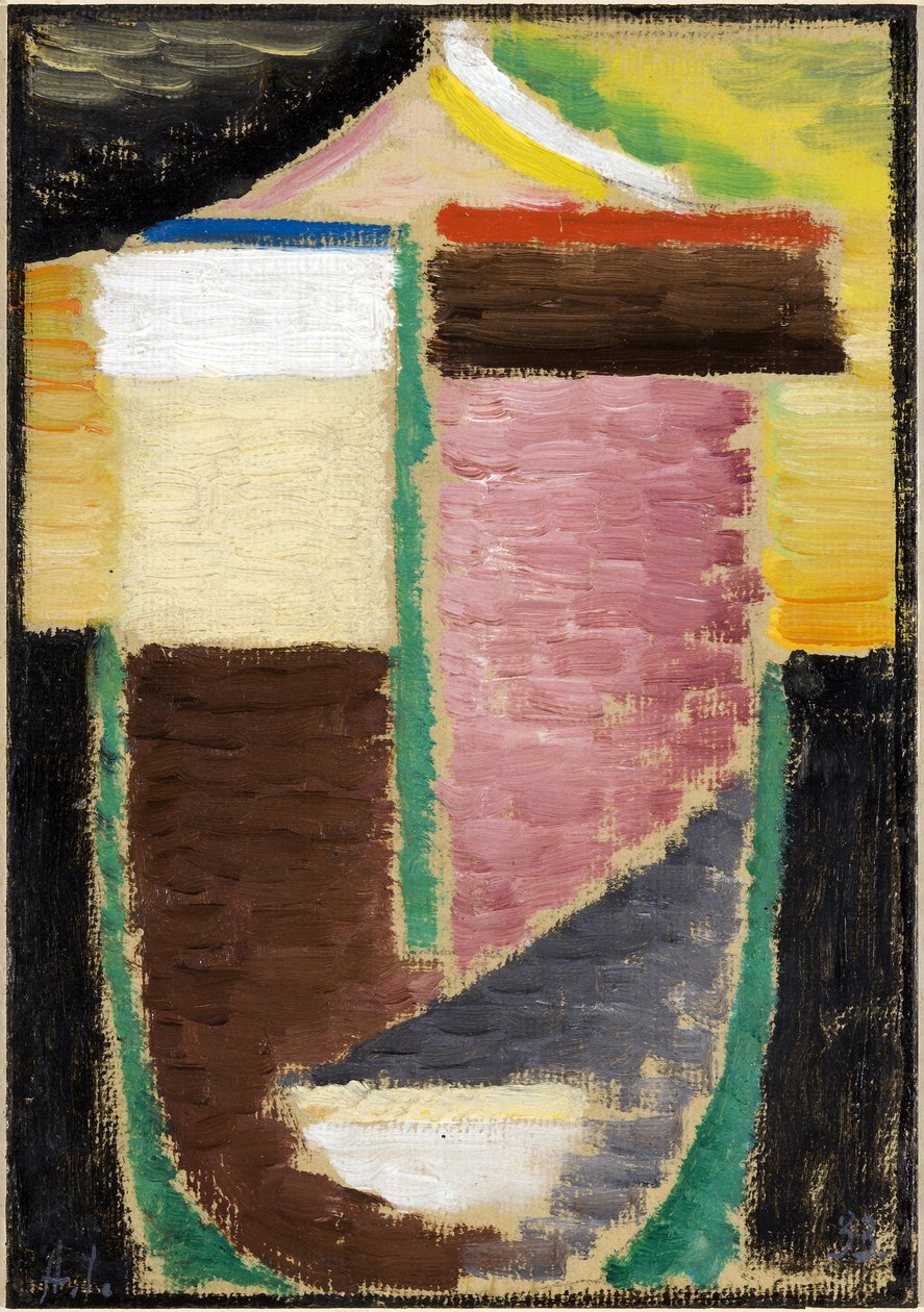 Absztrakt arc (absztrakt fej). Alexei von Javlensky (Alexi von Jawlensky, Alexej von Javlenski) (1864-1941) munkája, olaj, karton alkotó: Alexej von Jawlensky