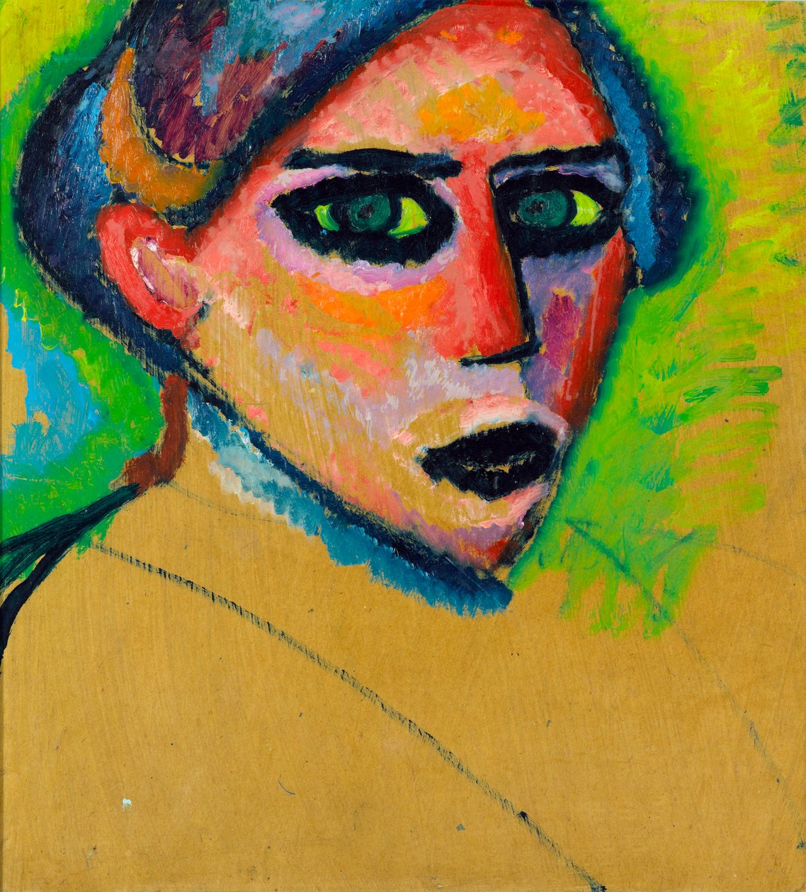 Női arc - Alekszej von Javlenszkij (1864-1941) festménye, olaj, karton, 78,5x75 cm, 1911 körül, expresszionizmus - Gemeentemuseum Den Haag (Hollandia) alkotó: Alexej von Jawlensky