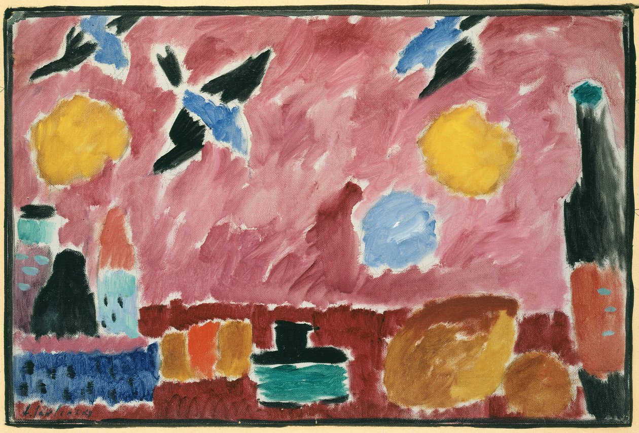Piros fecskemintás tapétával, 1915 alkotó: Alexej von Jawlensky