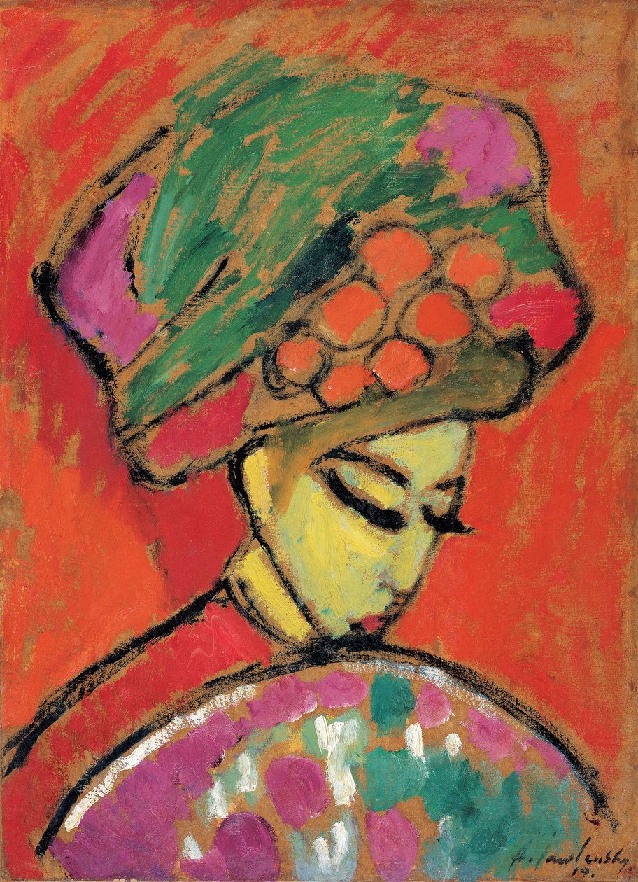Fiatal lány virágos kalapban, 1910 alkotó: Alexej von Jawlensky