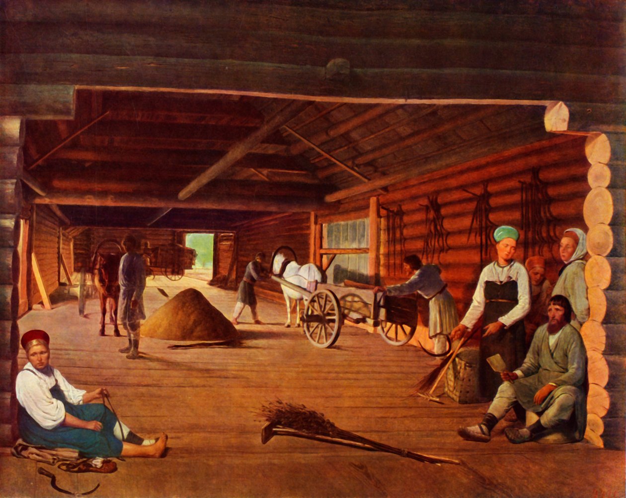 Frailing the Grain, c1821, 1965. alkotó: Alexey Venetsianov