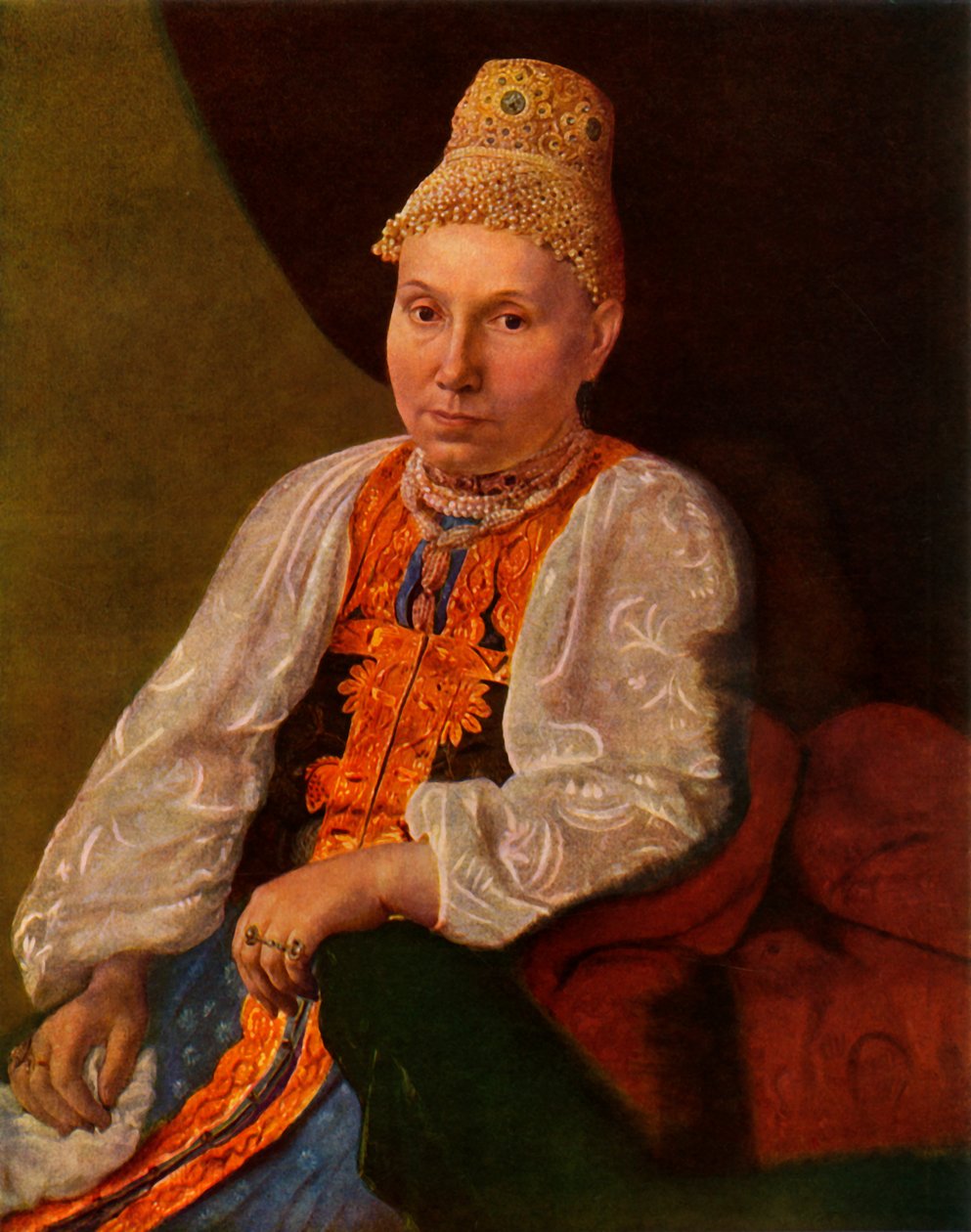 Obrazcov, a rshevi kereskedő feleségének portréja, 1830-as évek, 1965. alkotó: Alexey Venetsianov