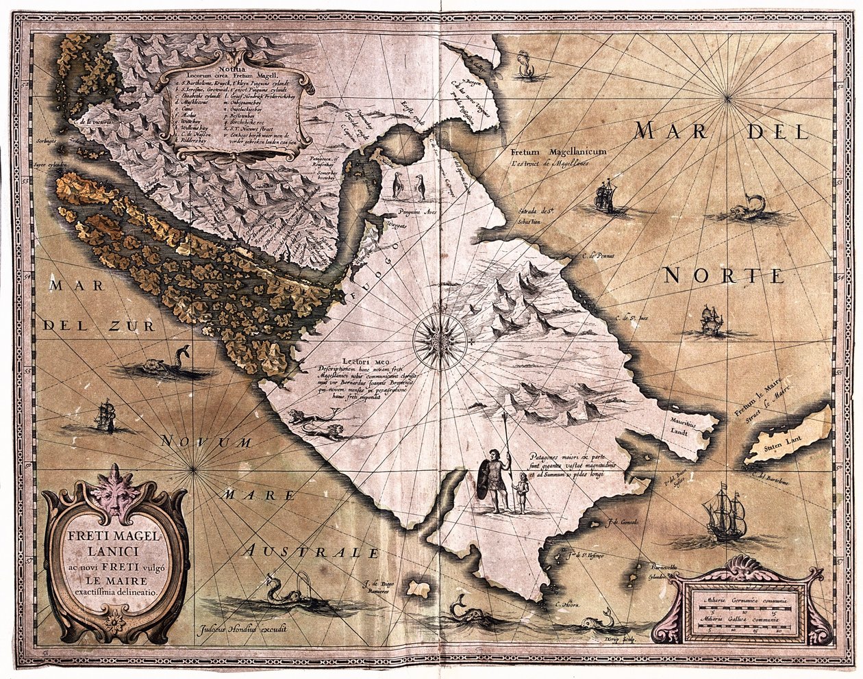 Magellán-szoros, Tierra del Fuego, A.H. Jaillot által az 