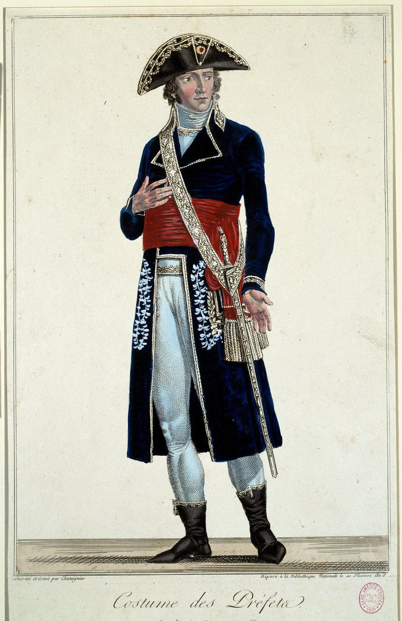 Egy prefet kék öltönyben. Alexis Chataignier metszete (1772-1817) alkotó: Alexis Chataigner