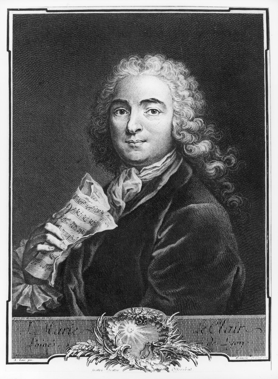 Idősebb Jean-Marie Leclair (1697-1764) portréja, Francois metszet, 1741 (metszet) (bw fotó) alkotó: Alexis Loir