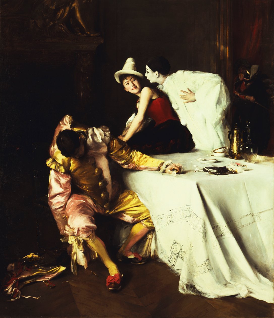 Pierrot, Columbine és Punchinello; Pierrot, Columbine és Polichinelle alkotó: Alexis Vollon