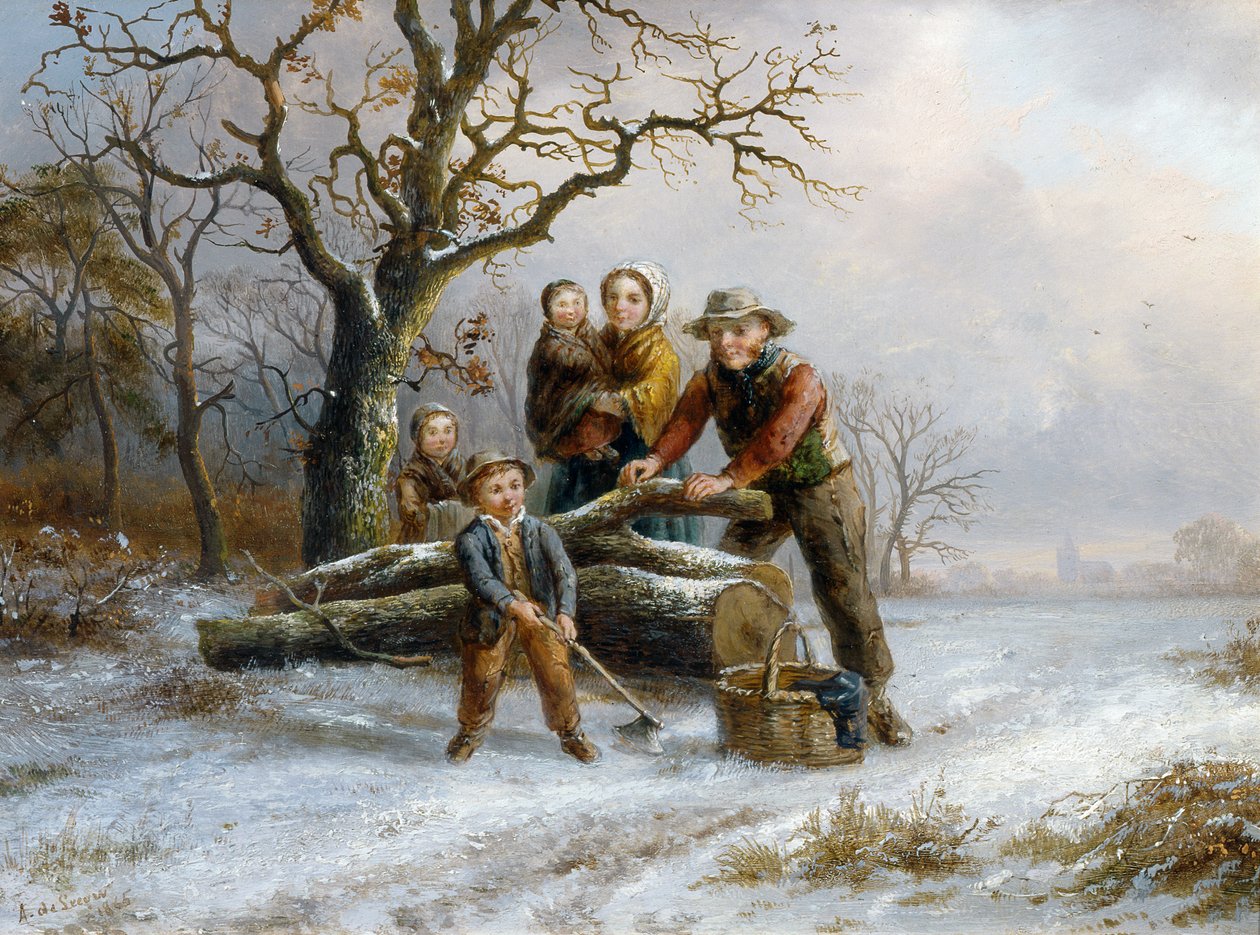 Tűzifa aprítása, 1865 (98605 pár) alkotó: Alexis de Leeuw