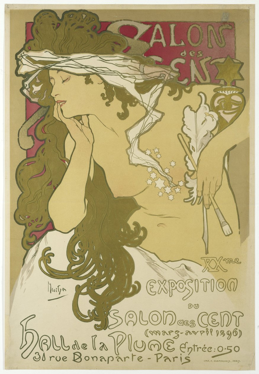 Salon des Cent, A Salon des Cent XX. kiállítása (1896. március-április) Hall de la Plume, 31 rue Bonaparte, Párizs. alkotó: Alfons Maria Mucha