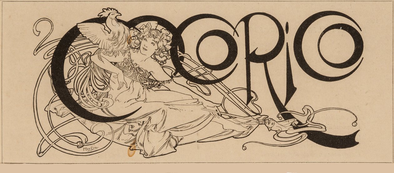 Cocorico magazin címe, 1898. alkotó: Alfons Marie Mucha