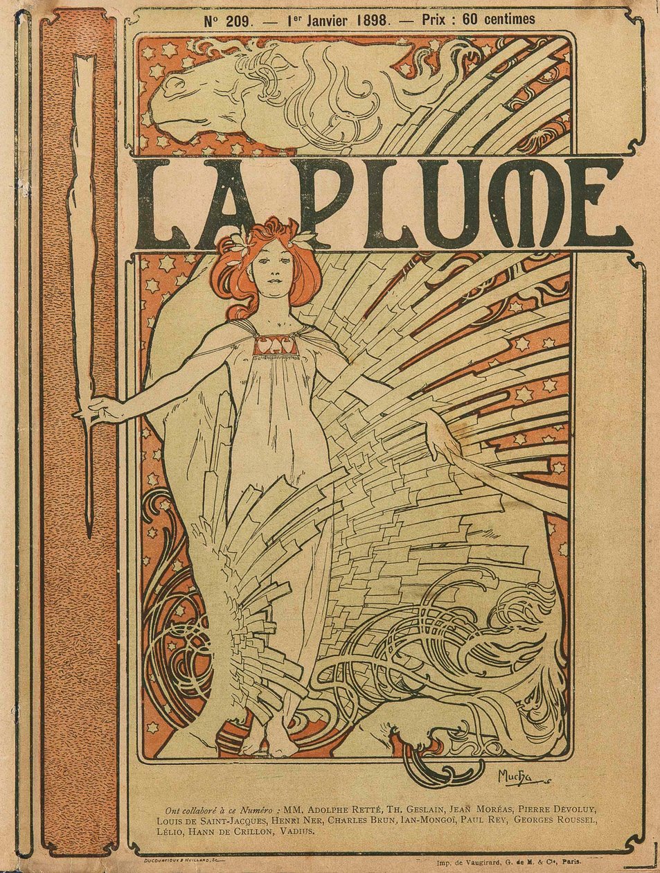 A La Plume 1898. évi 209. sz. borítója. alkotó: Alfons Marie Mucha
