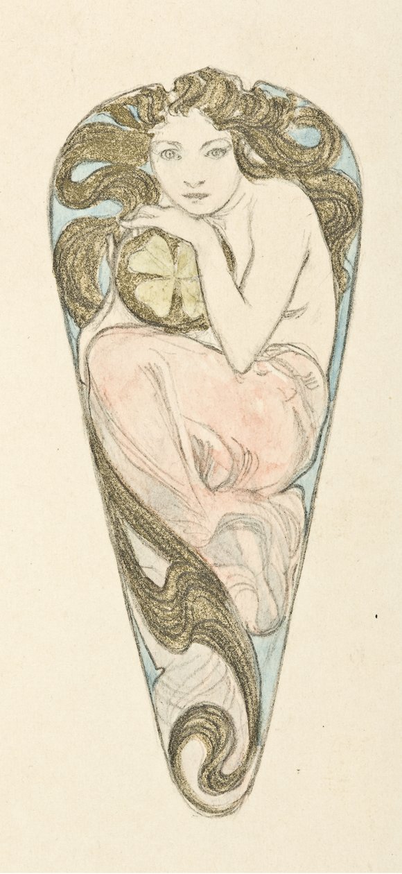 Miniatűr projekt egy nagy testű kapocs medáljához, c. 1900. alkotó: Alfons Marie Mucha