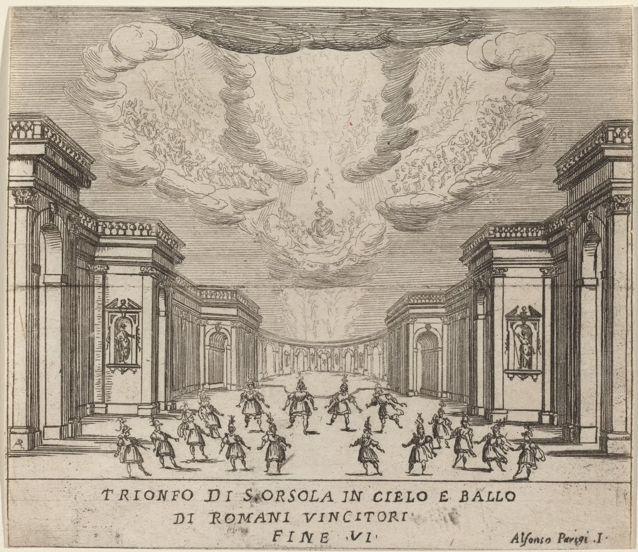 Szent Orsolya diadala a mennyben és a római hódítók alkotó: Alfonso Parigi II