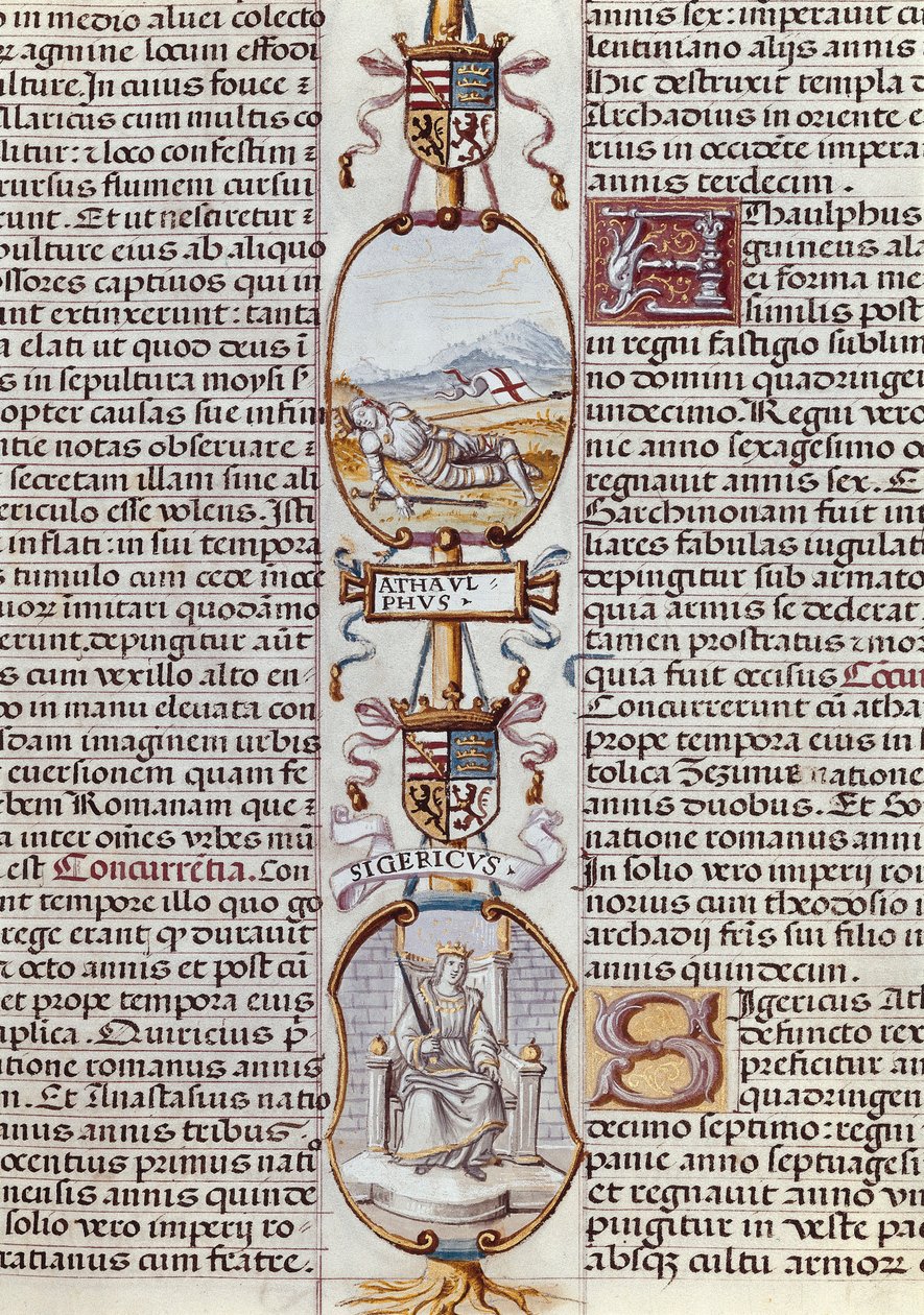 A vizigót Athaulf és Sigeric királyok ábrázolása, Alonso of Cartagena "Spanyolország királyainak genealógiájából" alkotó: Alfonso de Cartagena