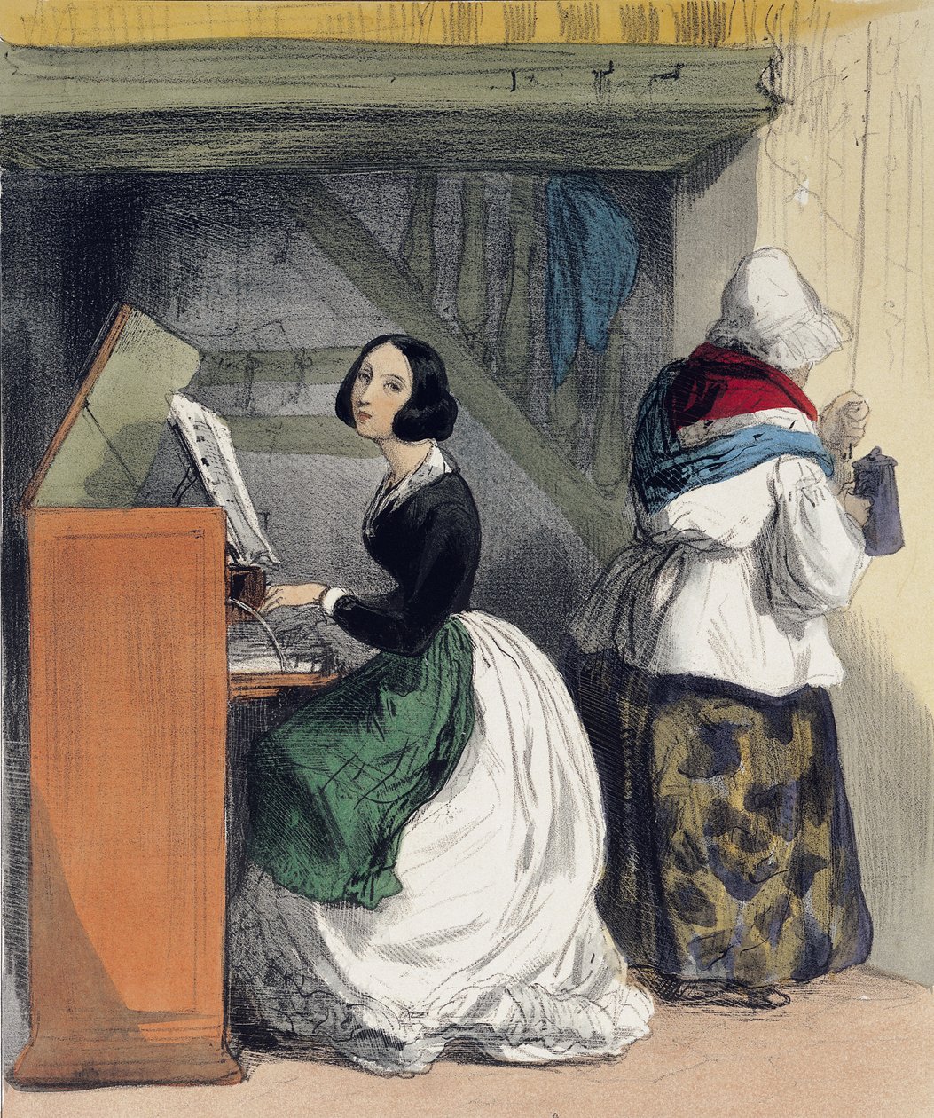 Zeneiskola növendéke, a Les Femmes de Paris-ból, 1841-42 alkotó: Alfred Andre Geniole