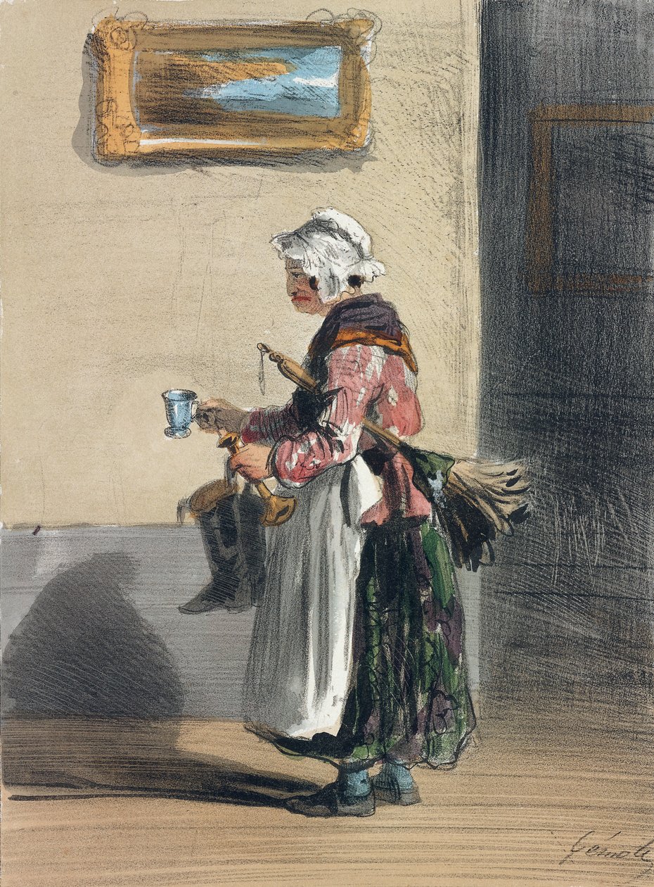 A takarítónő, a Les Femmes de Paris-ból, 1841-42 alkotó: Alfred Andre Geniole