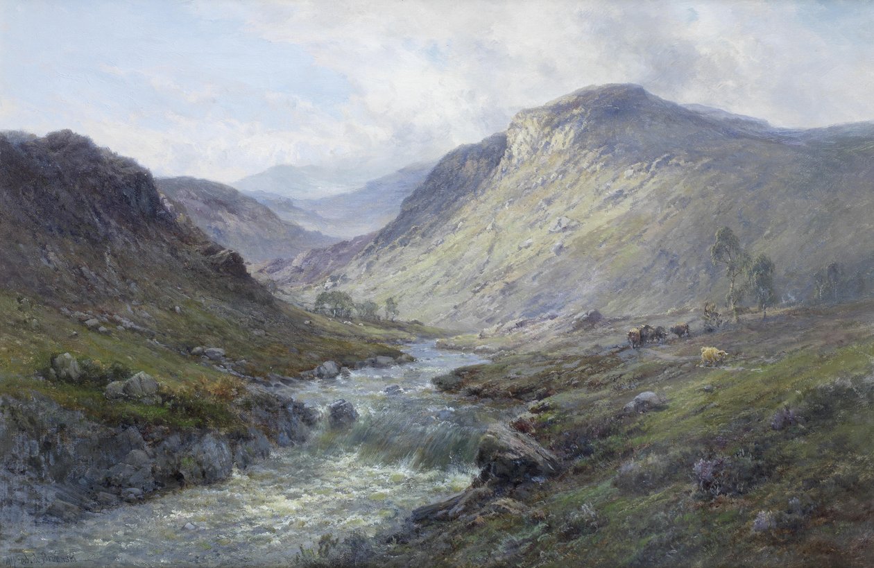 Perthshire folyó vagy Callander közelében alkotó: Alfred de Breanski
