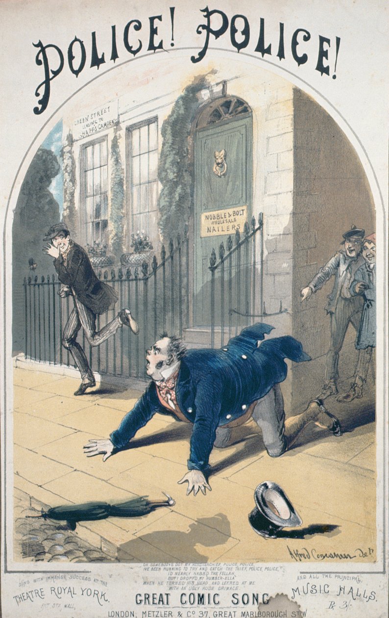 Rendőrség! Rendőrség! Énekeskönyv borítója, 1865 körül alkotó: Alfred Concanen