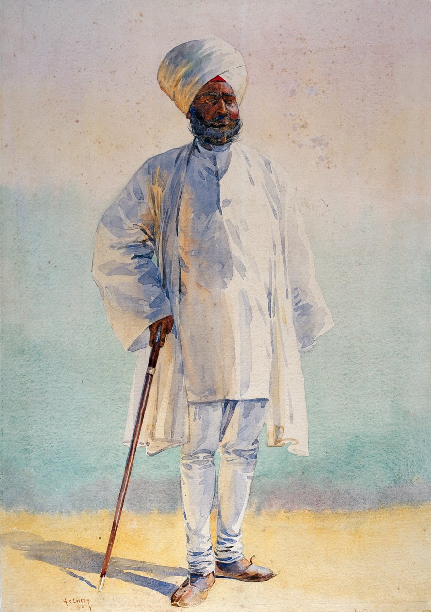 Irány a panzióba, illusztrációja G. F. őrnagytól: „Armies of India” MacMunn, 1911-ben, 1910-ben alkotó: Alfred Crowdy Lovett
