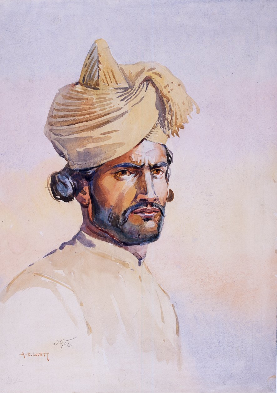 A 82. pandzsábi katonája, Awan, illusztrációja G. F. őrnagy „Armies of India” c. MacMunn, 1911-ben, 1908-ban jelent meg alkotó: Alfred Crowdy Lovett