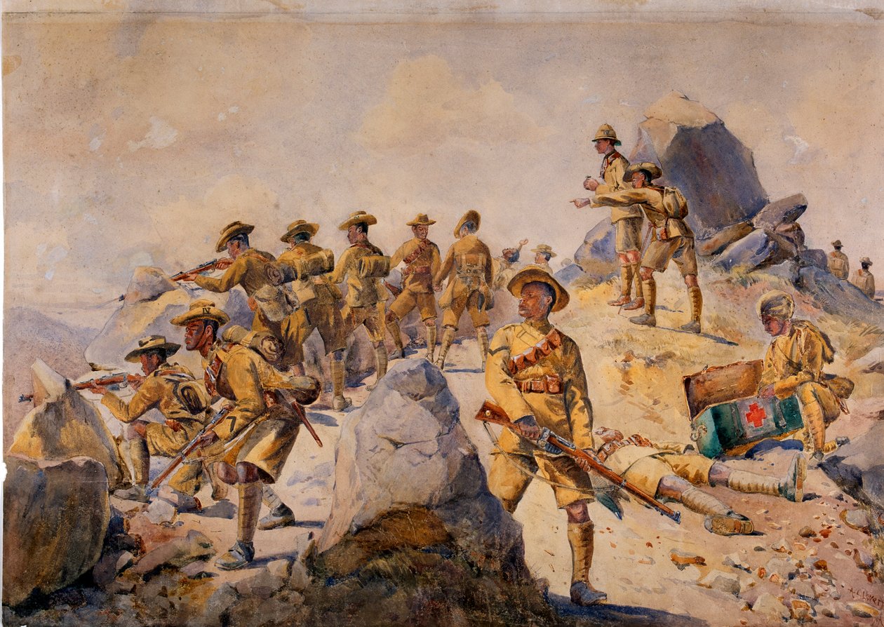 A 4. gurkha puskák katonái, illusztrációja G. F. őrnagy „Armies of India” c. MacMunn, 1911-ben, 1908-ban jelent meg alkotó: Alfred Crowdy Lovett