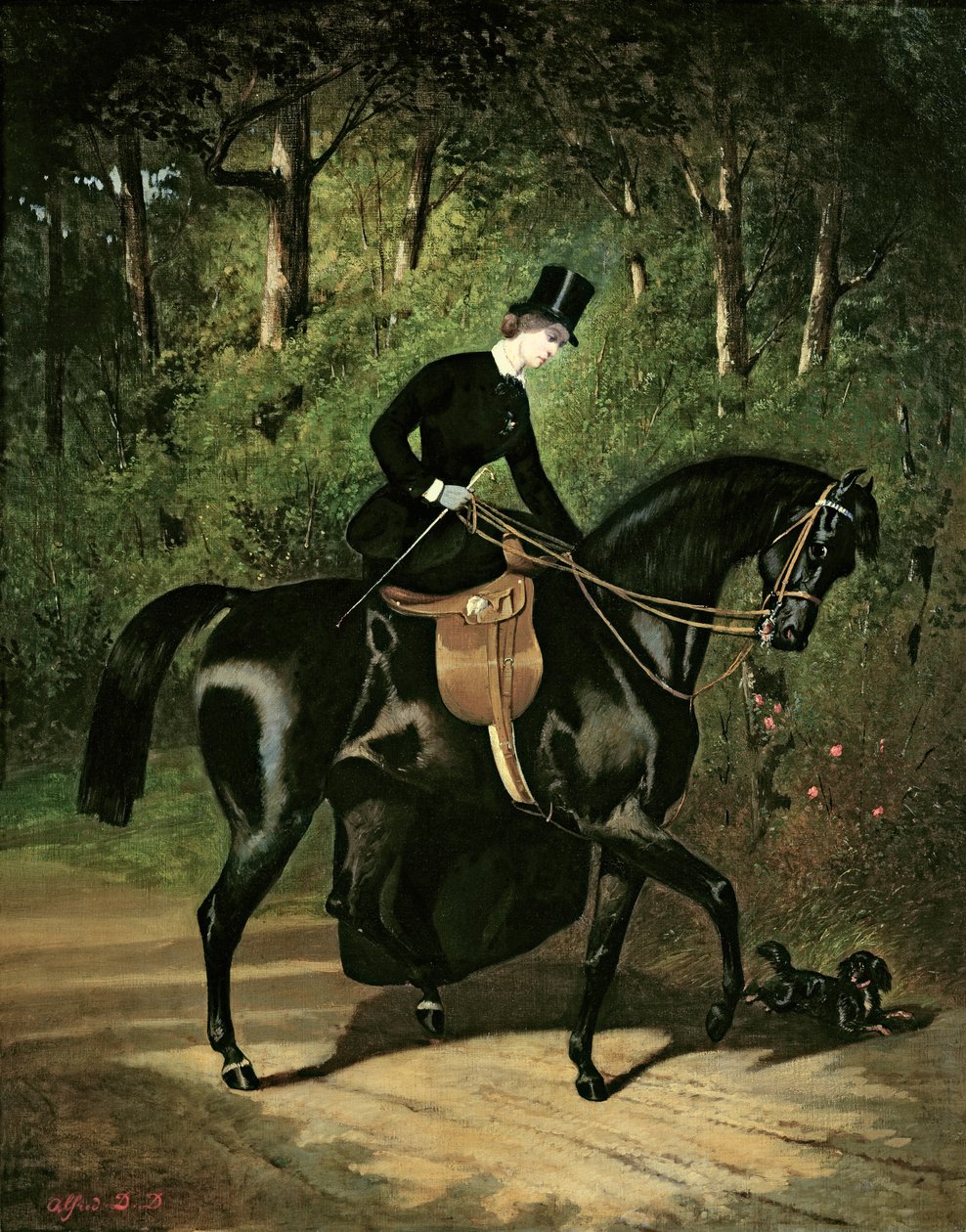 A Rider Kipler fekete kancáján alkotó: Alfred Dedreux