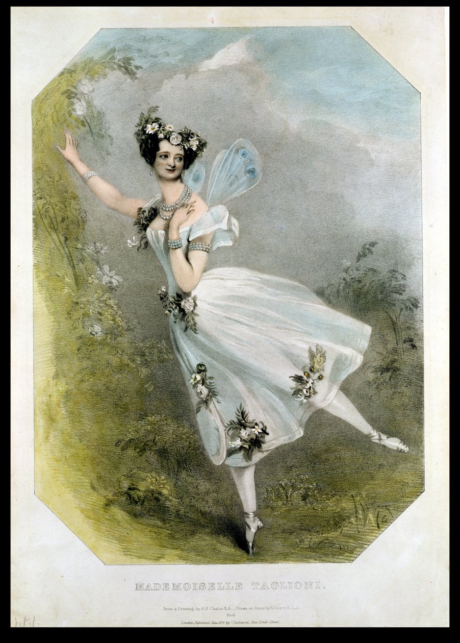 Marie Taglioni (1804-84) Cesare Bossi "Flore et Zephire" című művében, 1830 körül. alkotó: Alfred Edward Chalon