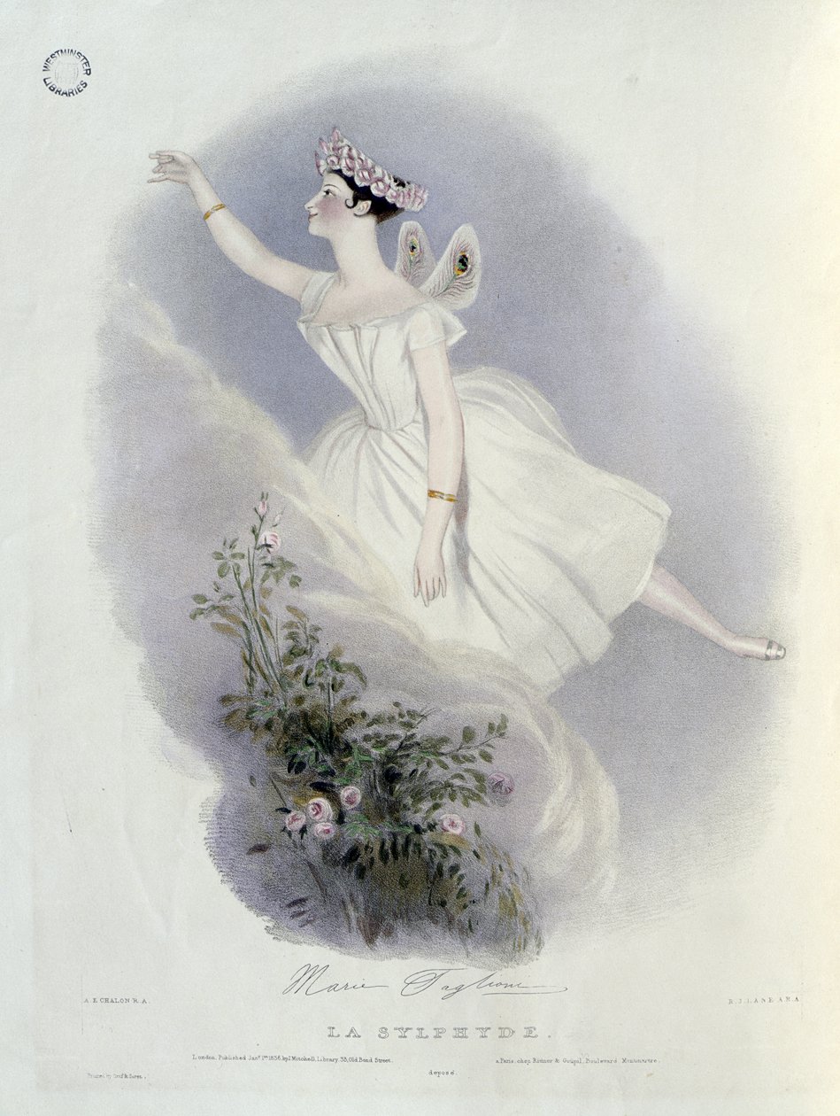 Marie Taglioni (1804-84) a "La Sylphide"-ben, metszett: Richard James Lane (1800-72) 1836 alkotó: Alfred Edward Chalon