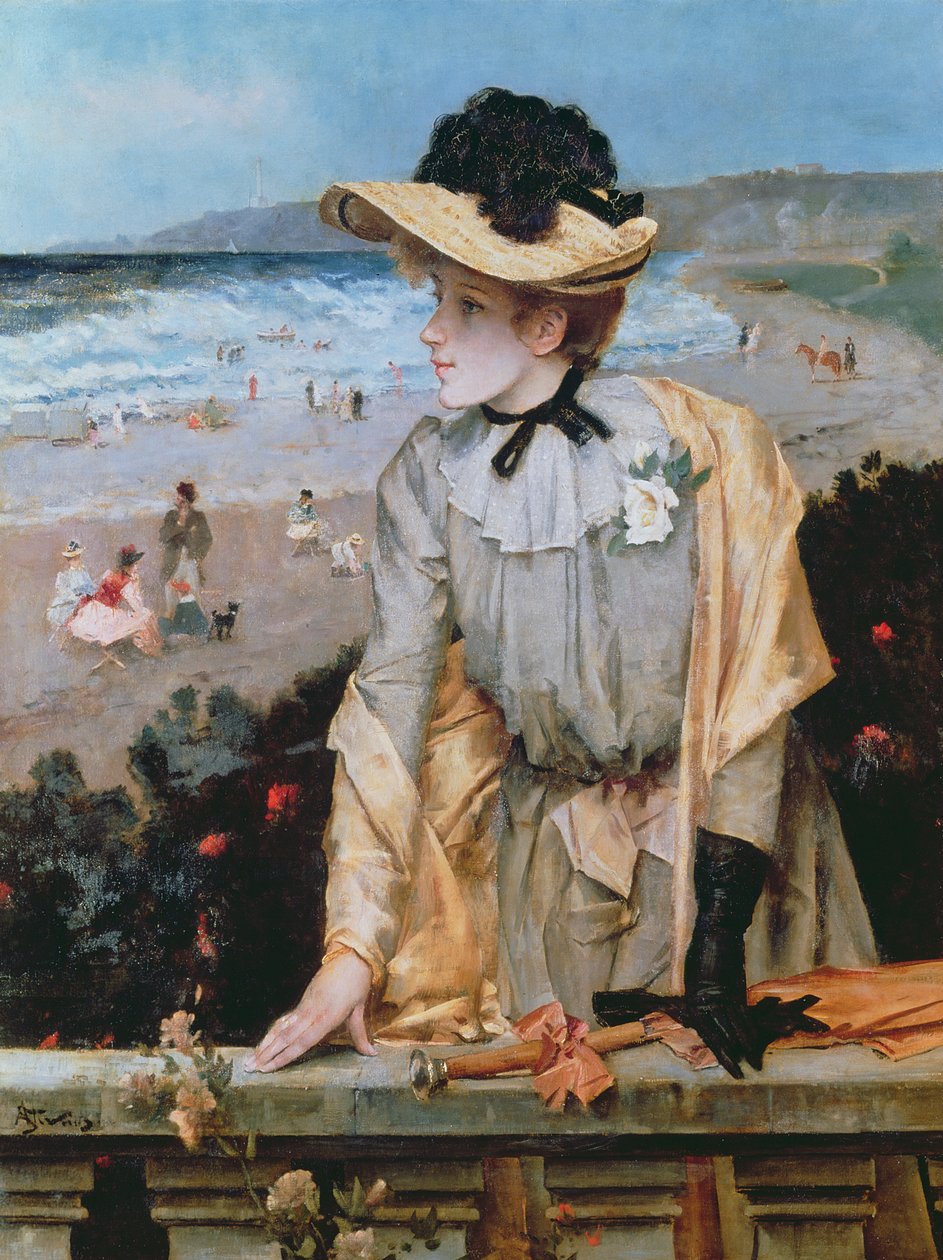 Fiatal nő a tengerparton, vagy a Parisienne a tenger mellett alkotó: Alfred Emile Stevens